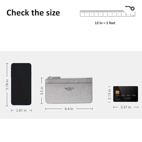 KATE SPADE BOXED LARGE SLIM CARDHOLDER IN ROSE GOLD GLITTER - Picture 6 of 10